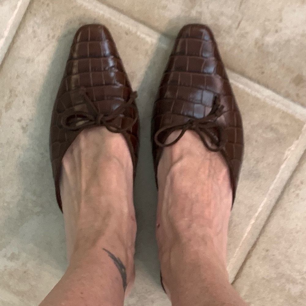 STAUD Gina Brown Croc Embossed Flats - Picture 5 of 6